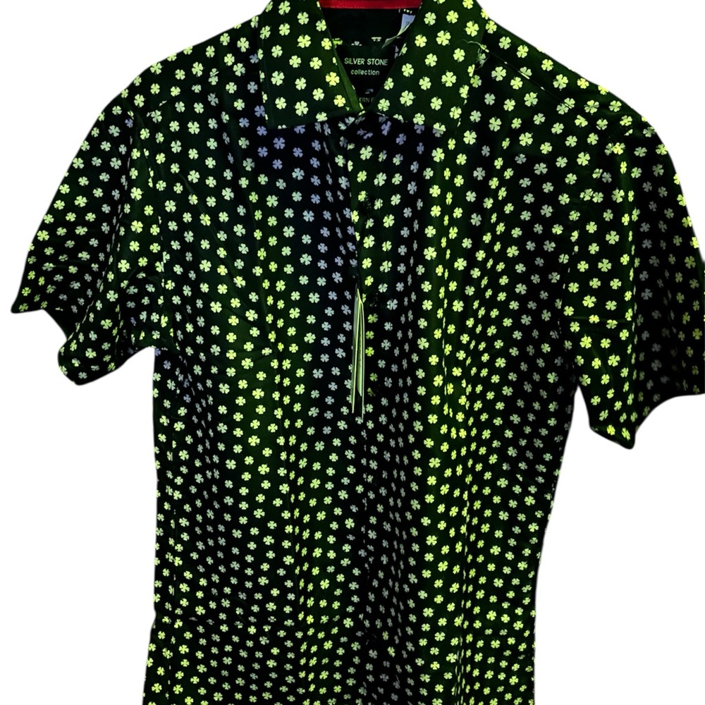 Silver Stone Black and Green Patterned Polo Shirt